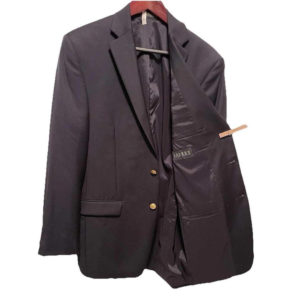 Lauren Ralph Lauren Sport Coat Blazer Wool Navy Gold Two Button Men’s 38 Long